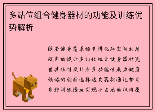 多站位组合健身器材的功能及训练优势解析